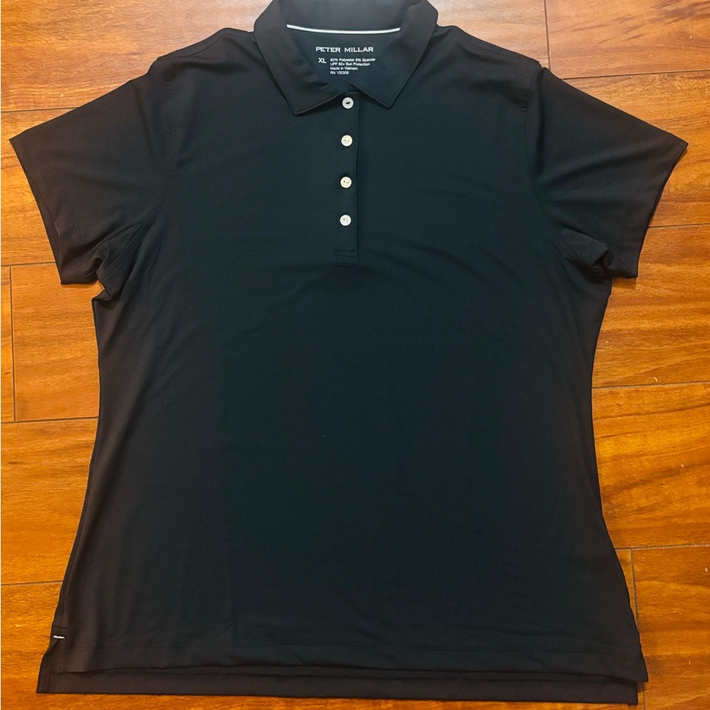 Peter Millar Mens  Polo  Performance Shirt XL Black Sun UV Golf NWOT